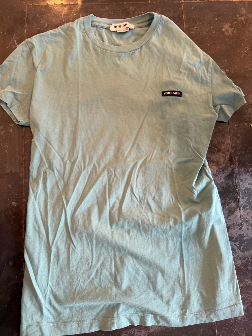 Miu Miu Pastel Blue Short Sleeve Crewneck Tee